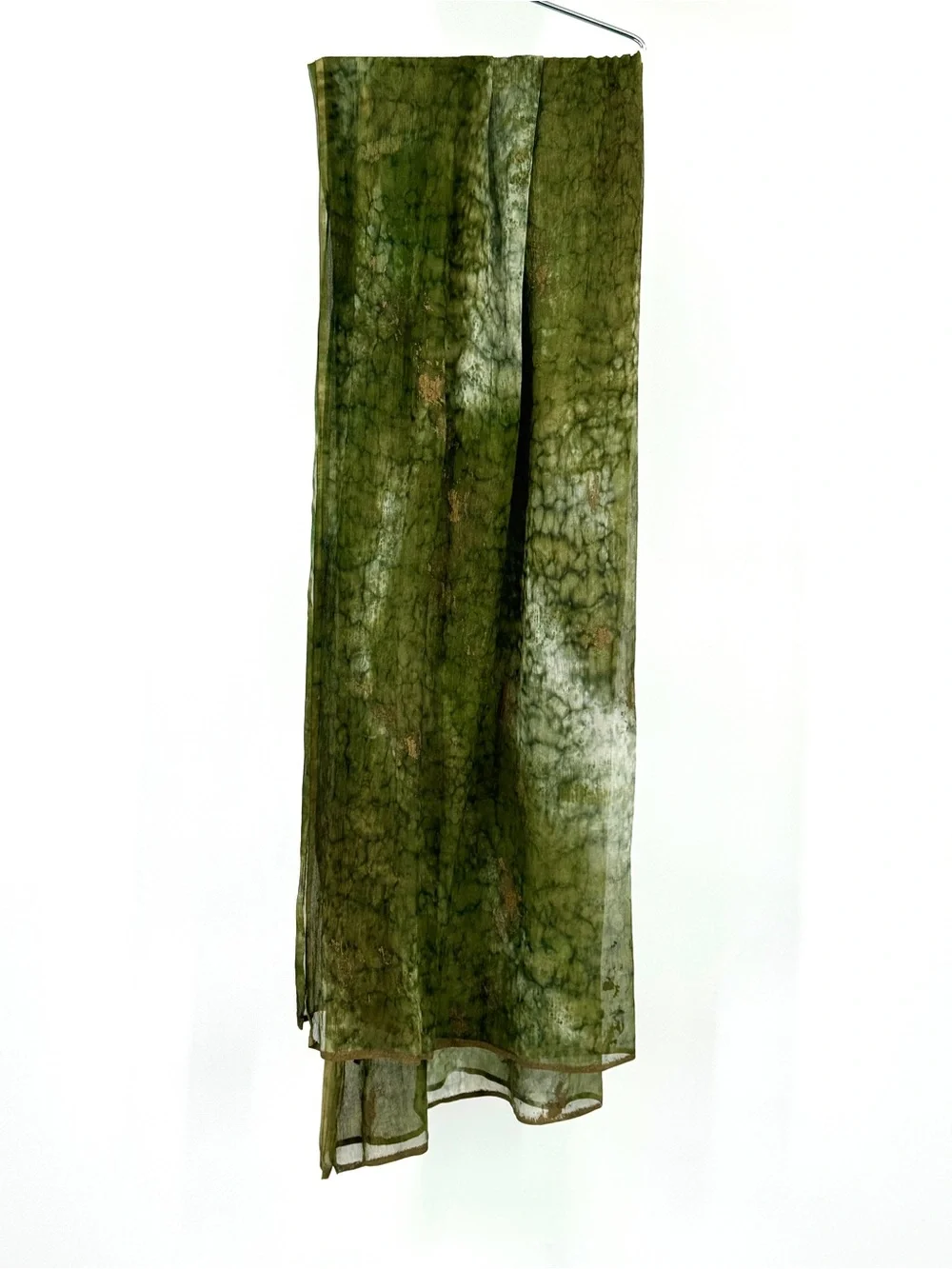 Vintage Artisan silk Olive Moss Green  and Gold Women's Scarf shawl